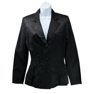 Helen Morley Vintage 90s Satin Blazer With Appliqué Lace Size 8